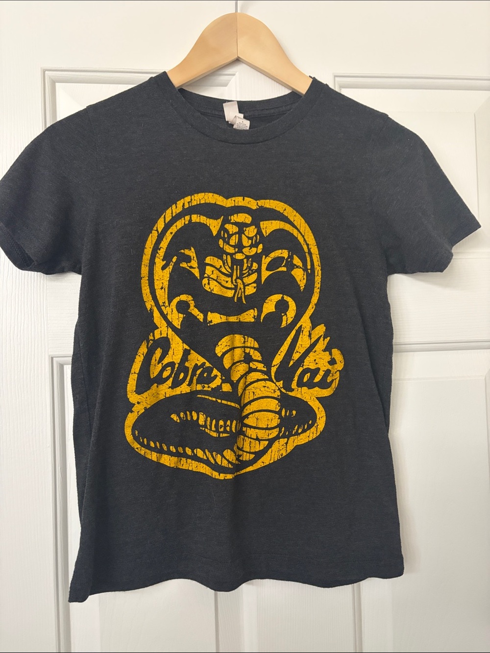 Bella Canvas Dark GreyTee with Yellow Cobra Kai Graphic